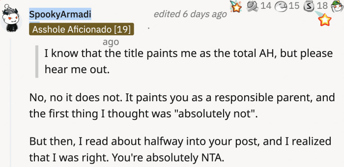 OP does not come off as the a**hole at all