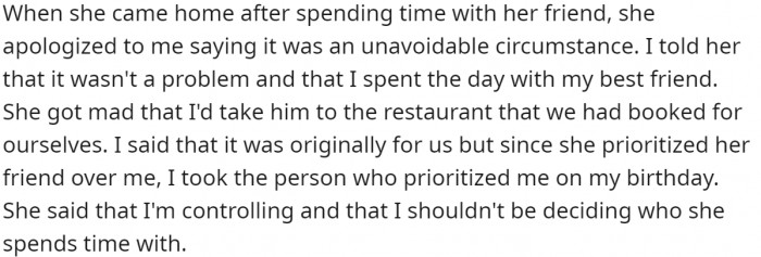 When the wife got home, she 