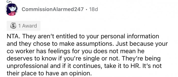 This whole situation is completely unprofessional for coworkers in a law firm.