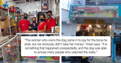 Smart Dog Snatches A Giant Bone From A Pet Store