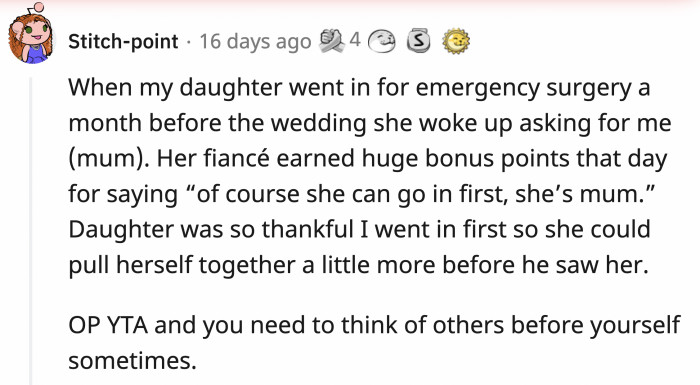 Also, why was it so wrong for a son to look for his mom when he physically went through something traumatic?
