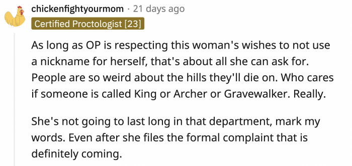 The new team member might not last long if she continues this behavior