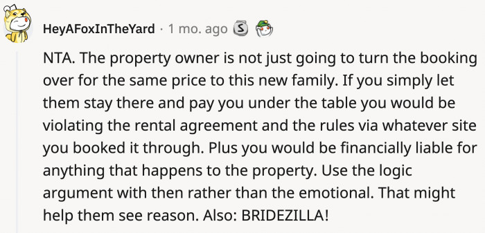 Logistically speaking, this would definitely put OP in a bind since her name is on that rental agreement.