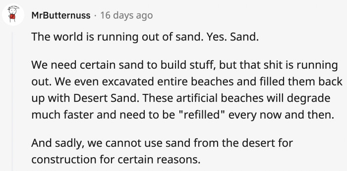10. Sand shortage