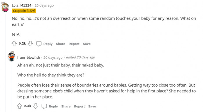 Another Reddit comment saying that it wasn't an overreaction. OP had the right to react the way he did.