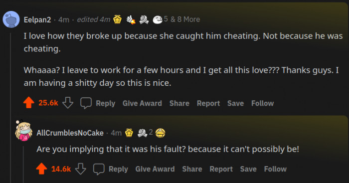 Imagine taking absolutely zero blame for your own actions.