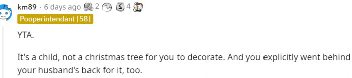 It's a child, not a Christmas tree...