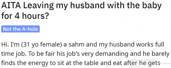 31-Year-Old SAHM Left Her Husband Alone with the Baby at Home for 4 Hours.