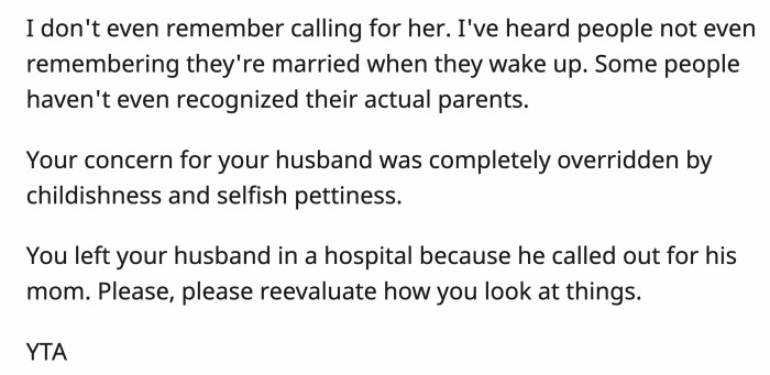 ... she really should take a long, hard look at the way she behaved.