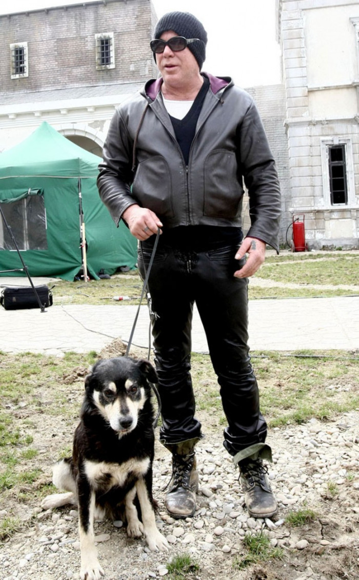 41. Mickey Rourke and his adopted dog