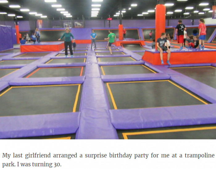 7. A surprise party for me at a trampoline park
