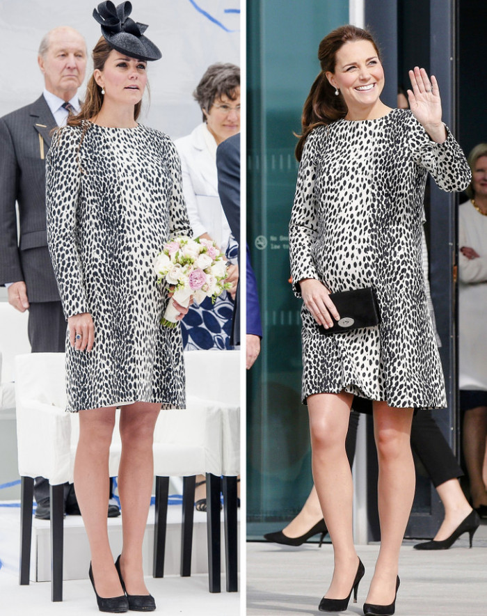 3. Kate wears this dress again with the addition of a hat. 