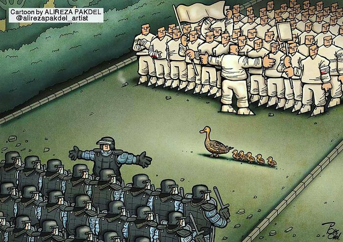 13. Both sides are ready to kill each other but are letting the duck pass—such hypocrisy.