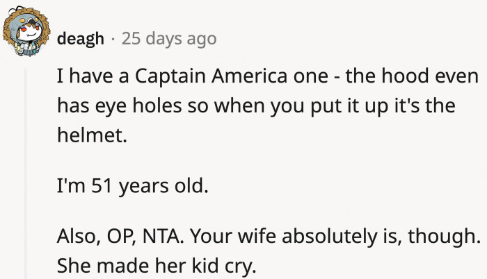 If you state the facts, OP made his kid feel okay, while his wife made their daughter cry with a snarky comment