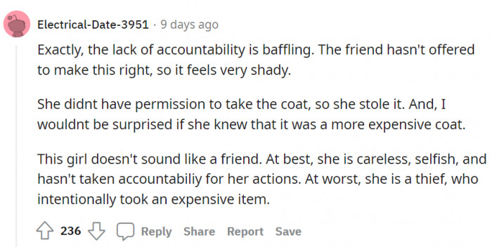 She needs to face some expensive consequences.