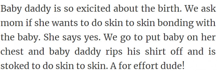 3. Dad rips off his shirt for a skin-to-skin bonding with the baby.