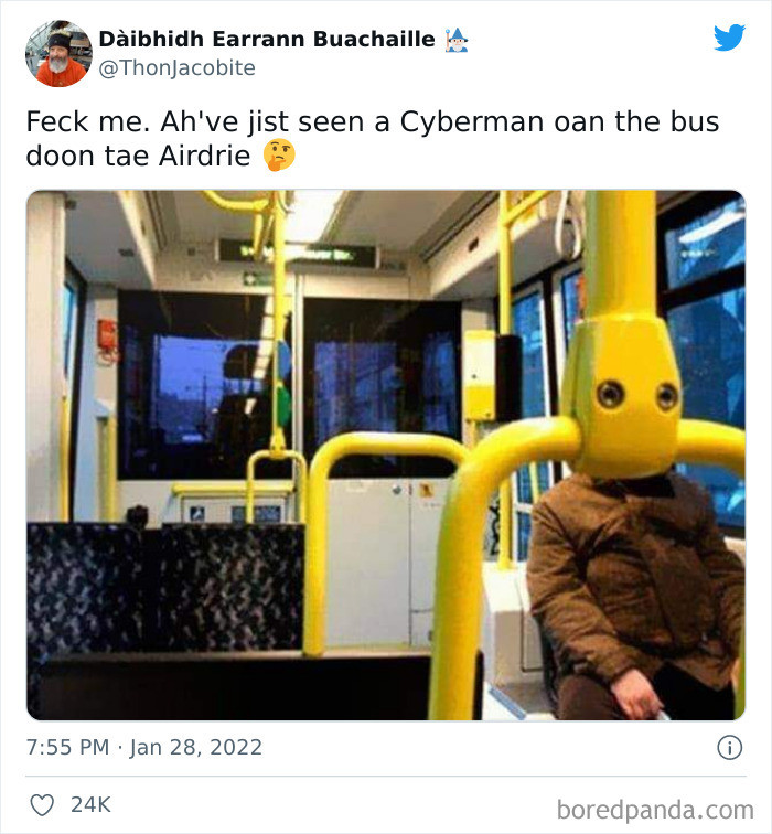 10. A Cyberman oan on the bus doon tae Airdrie