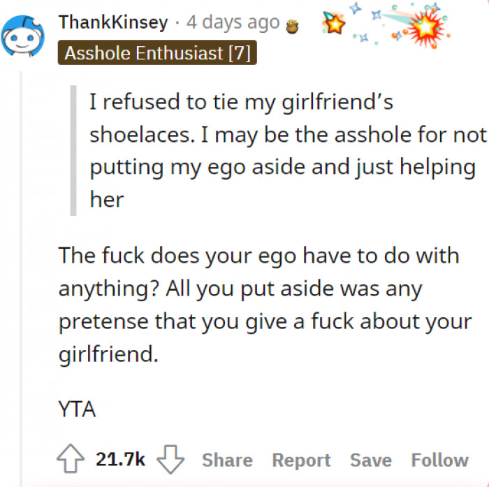 He literally just admitted himself that he is an assh*le.