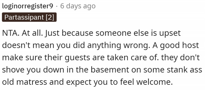 The parents are not good hosts.