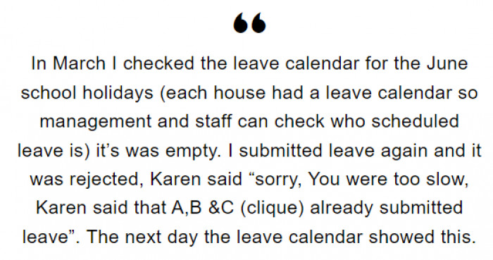 Another request was sent in for June, and Karen rejected it again with the excuse that the Redditor was too slow, even though the leave calendar showed that no one was booked to go on leave.