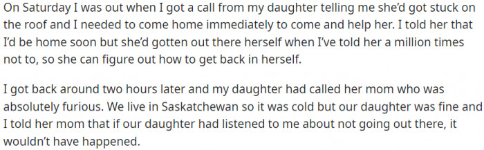 Daughter is stuck on the roof