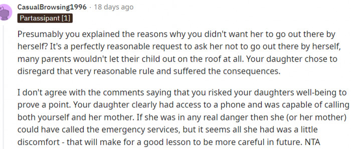 She disregarded the rules and faced the consequences