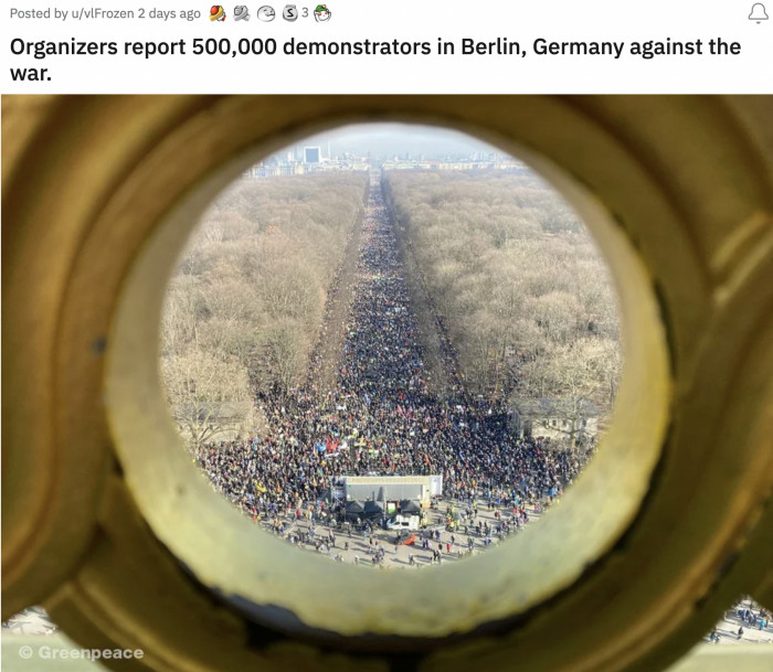 30. Over half a million Germans are also protesting this war