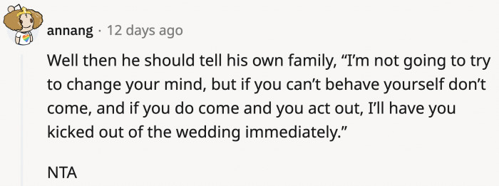 The groom also has the power to make a statement but chose not to weigh in