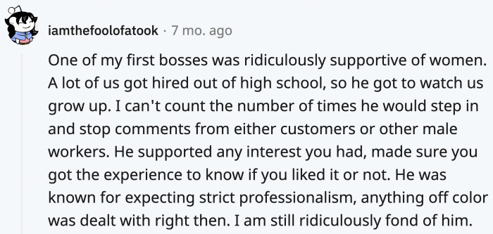 22. This woman has been fortunate enough to have good men in her life