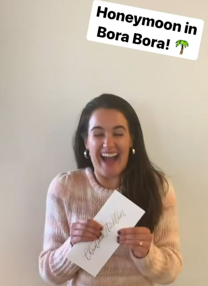 This happy employee is going to Bora Bora