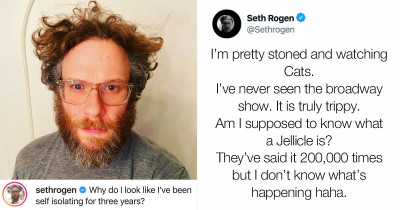 Seth Rogen Live-Tweeted His Way Through Watching 'Cats' While Stoned & In Isolation And We're Here For It