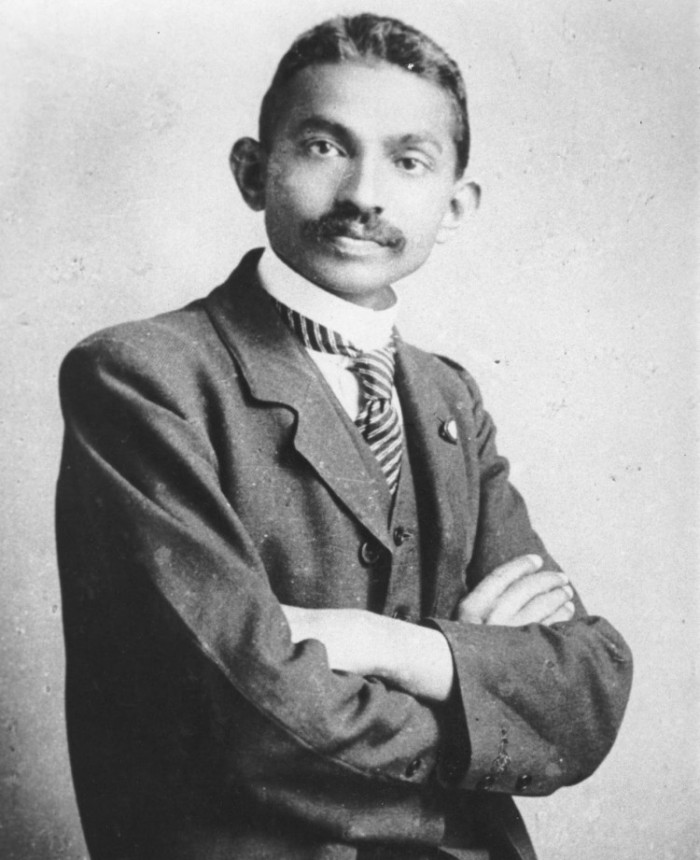 A photograph of Mohandas Gandhi, the leader of the Indian independence movement while India was under British rule