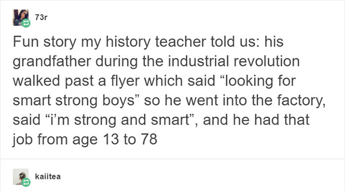 It starts with a story from History class