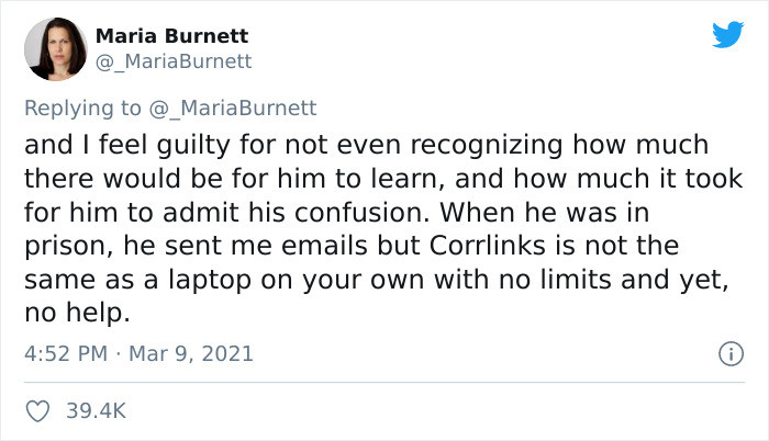 Burnett shared the feelings of her own guilt after she acknowledged her own assumptions.
