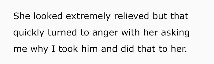Relieved to see her son again and angry about the 'prank' her husband pulled on her.