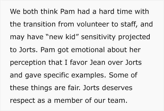 Pam seems to project "new kid" sensitivity onto Jorts