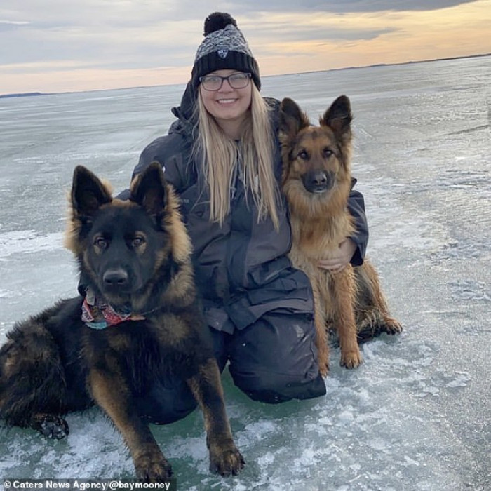 Baylee with her dogs Kilo and Kaiza