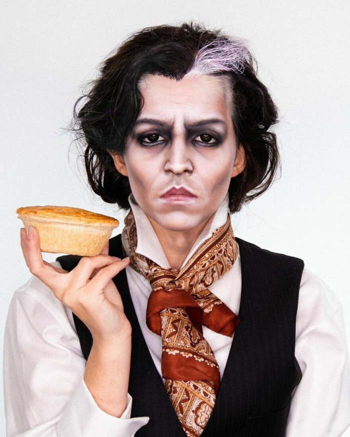 7. Sweeney Todd with a pie instead of a razor.