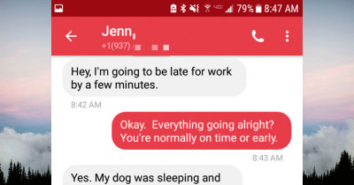 This Employee Told Her Boss That She'd Be In Late Because She Was Too Busy Petting Her Doggo