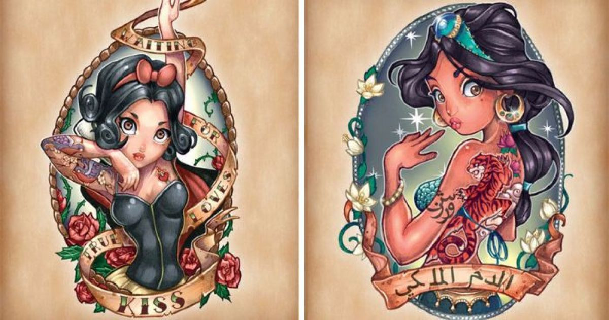 Disney Princesses ReImagined As Tattooed Pin Up Girls