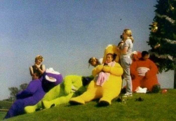 1. The Teletubbies sitting without their heads