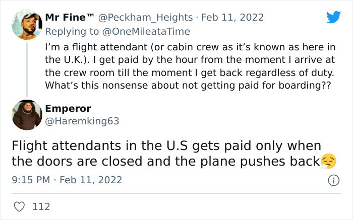 A flight attendant from the UK stated that he is paid for all hours he works. So this problem affects only US flight attendants.