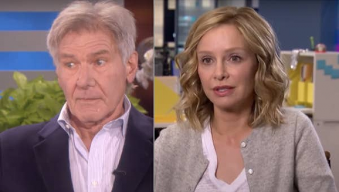 Harrison Ford vs. Calista Flockhart. Harrison Ford is more popular according to the poll.