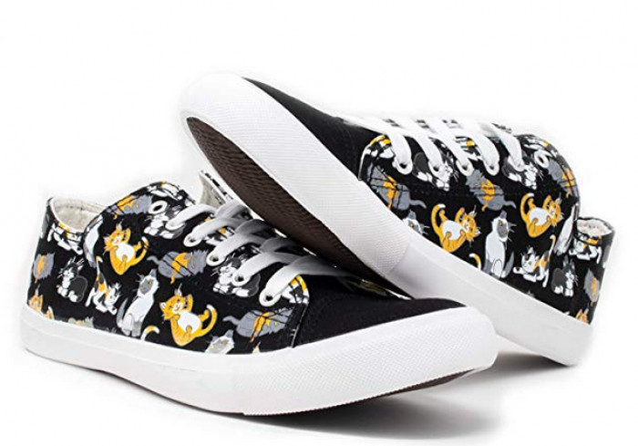 Cat-Print Tennis Shoes