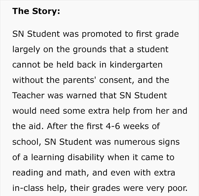 The teachers noticed signs of the student having a learning disability.