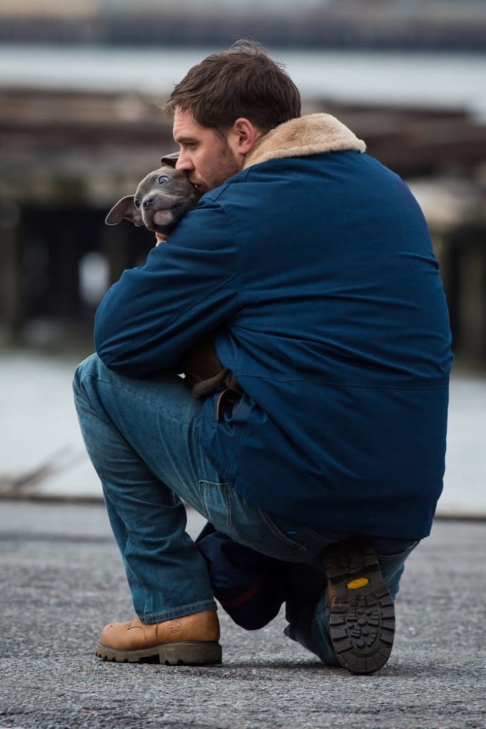 5. Tom Hardy definitely loves hugging dogs