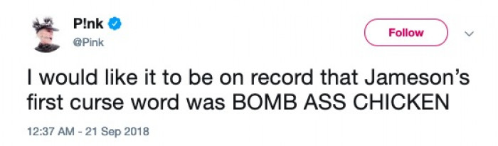 Pink remembers what's truly important. LOL