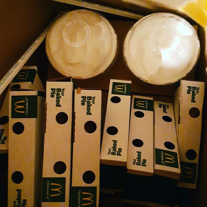 12. My kid wanted pumpkin pie, so I ordered two from McDonald's minutes before their closure. Here are 14 pies, and I'm thankful!