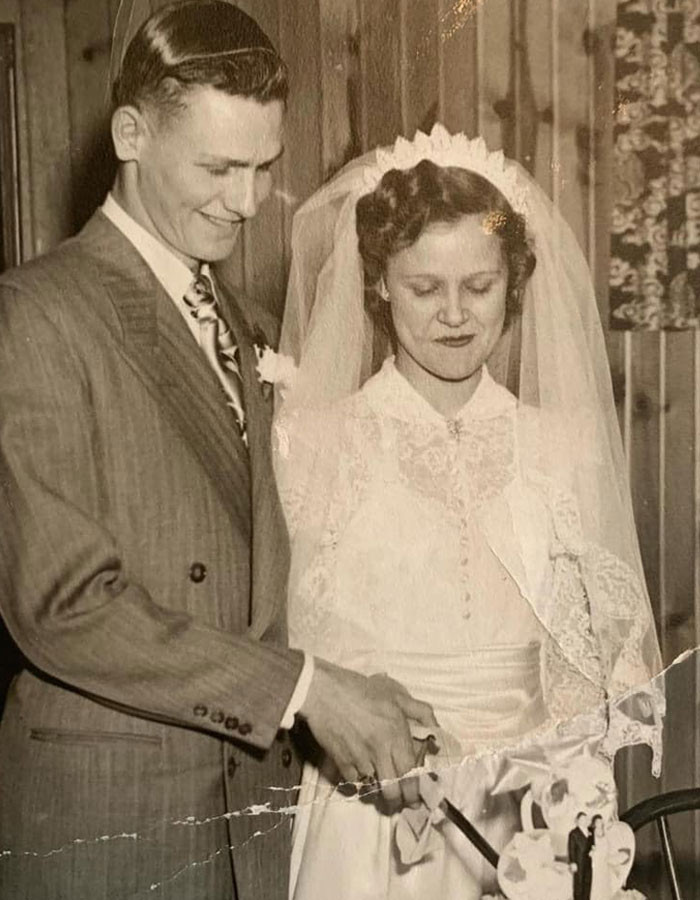 4. They celebrated it with their friends and family and took a few photos. It was a simple ceremony with lunch, cake, and ice cream in the church’s hall. 