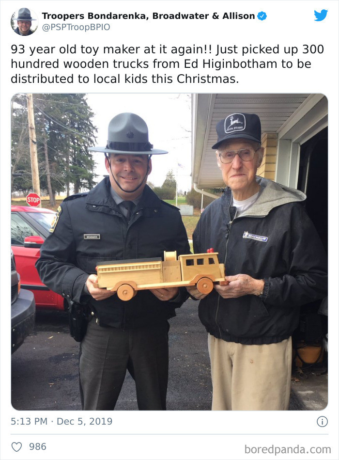 7. Toy Maker Makes 300 Wooden Trucks As Christmas Gifts For Kids